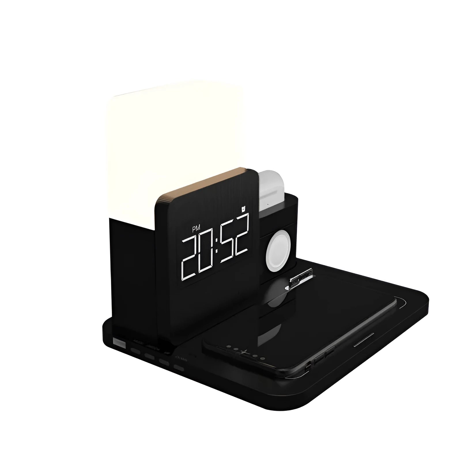 3-in-1 Qi wireless charging stand with phone holder in dark green colour