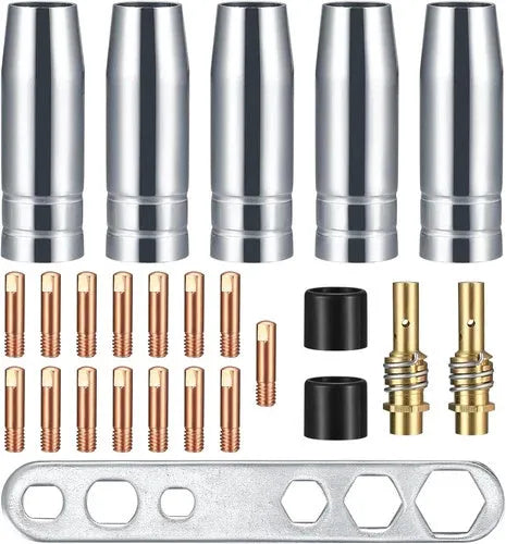 Welding fittings conductive nozzle protection suit 25-piece copper set with 15 conductive nozzles and 19mm length