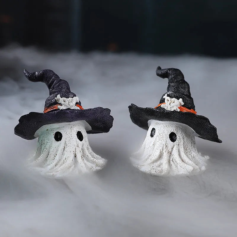 Kids' black and purple resin wizard hat ornaments for Halloween and festive decorations