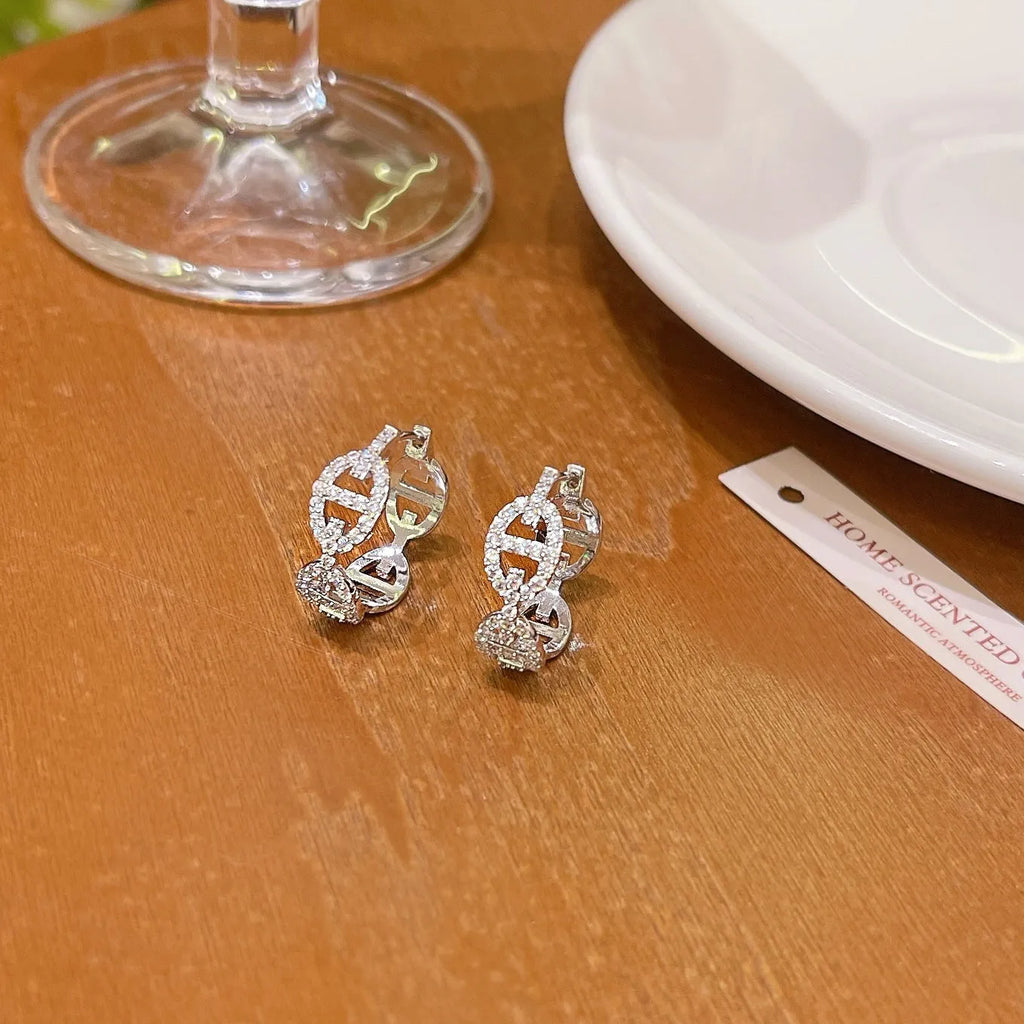 Women's diamond drop earrings with electroplated silver, gold, or rose gold finish