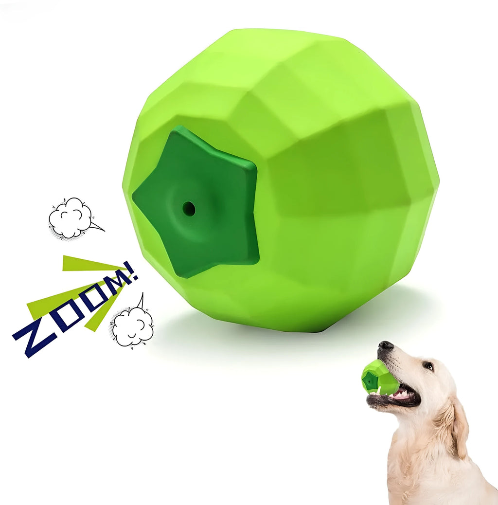 Green natural rubber dog chew toy with squeaker for large breed aggressive chewing dogs