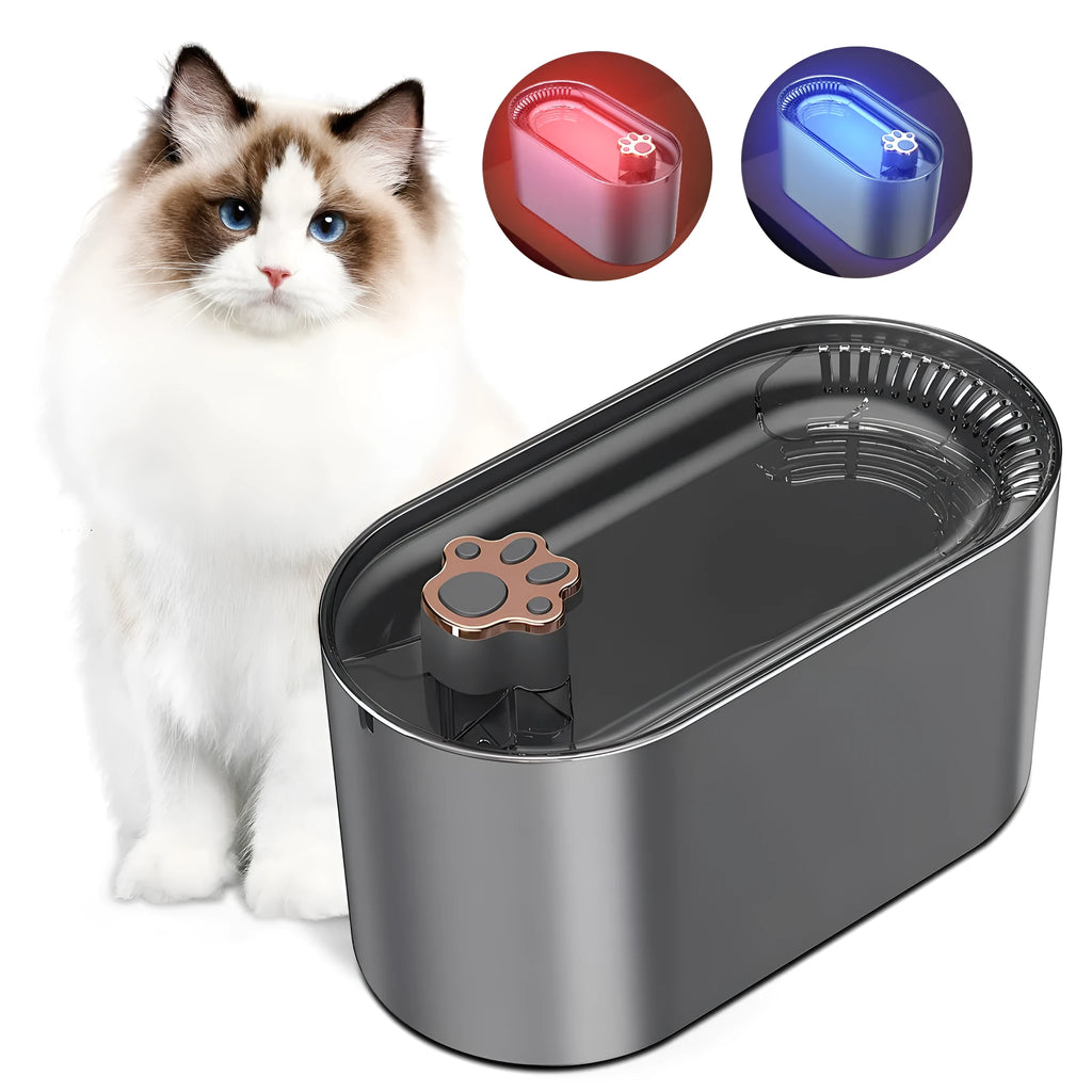 Berlin blue 3L pet water fountain with LED indicator and triple filtration system