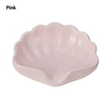 Pearl white shell-shaped plastic soap dish for bathroom measuring 12x9x5.5cm