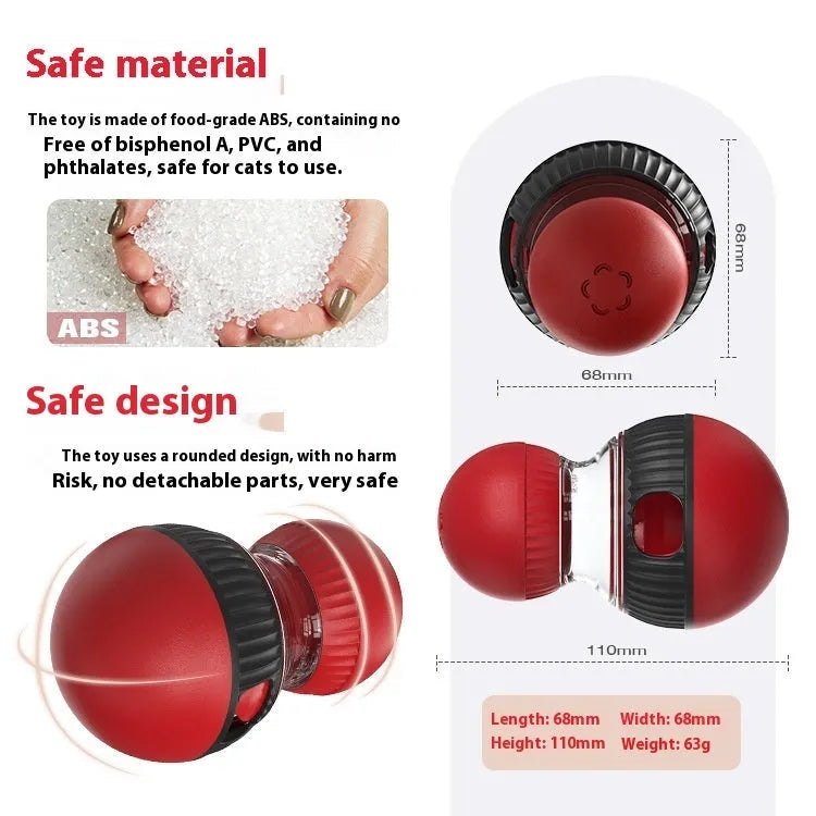 Plastic rotating cat sound ball toy with food dropping mechanism, super ball colour