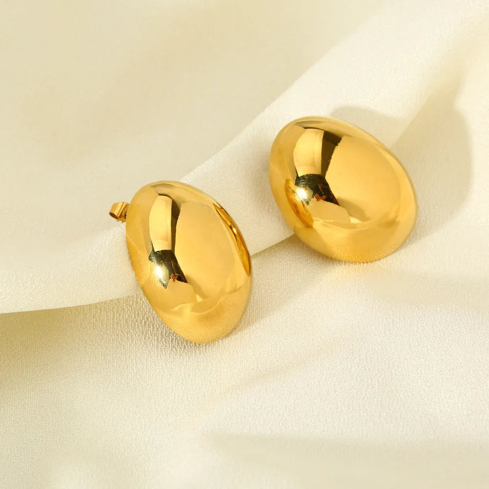 Geometric stud earrings with 18K gold plating and glazed surface in DFE139 colour