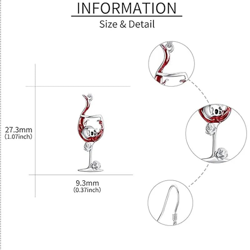 Halloween skull wine glass design earrings with electroplated zinc alloy construction and geometric shape