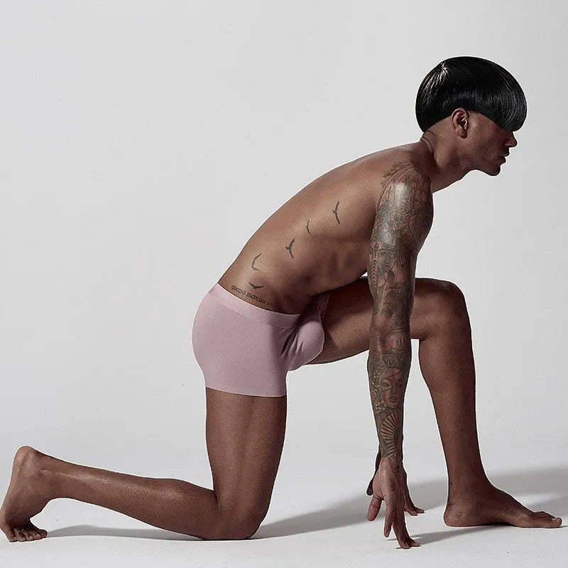 Men's seamless modal underwear in green colour showing mid waist design