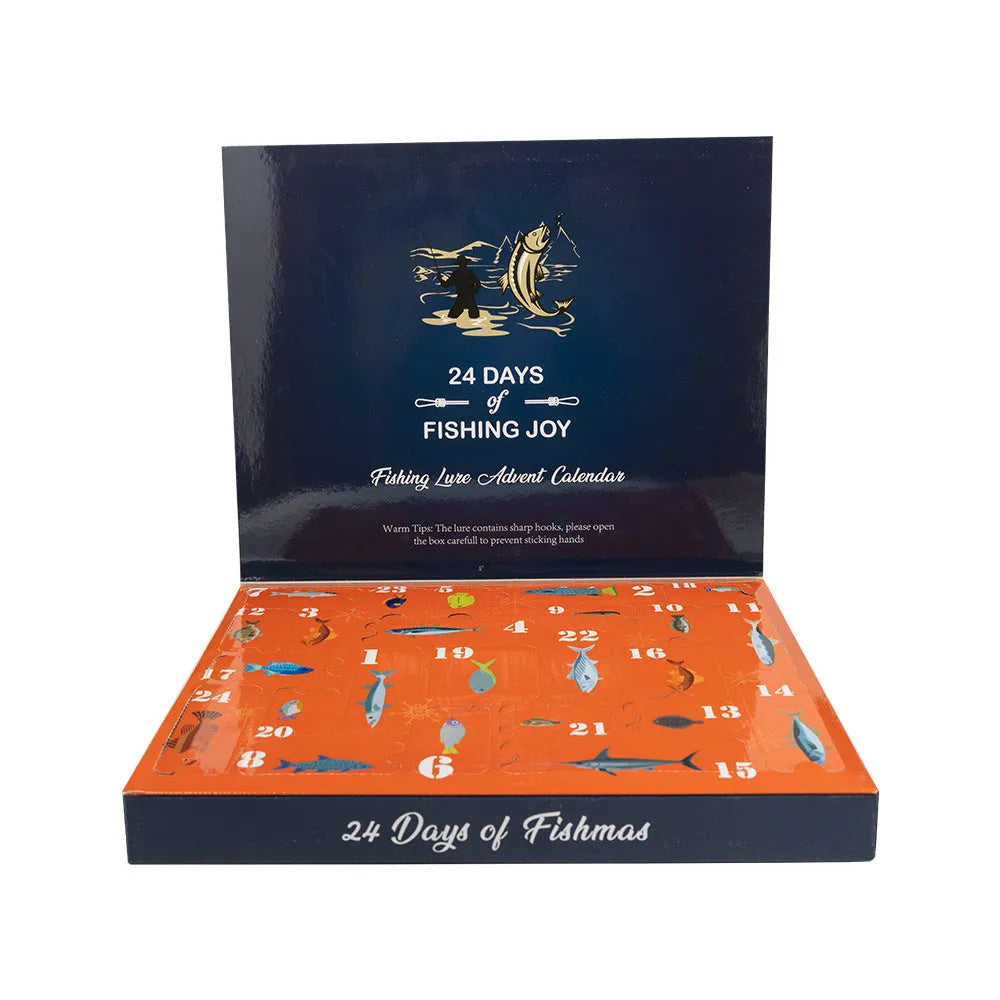 Christmas blind box containing 24 metal fishing lures and tackle for ice fishing and jigging