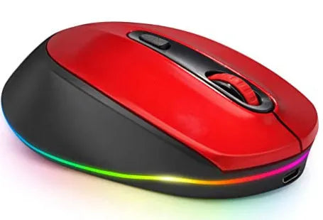 24g lightweight wireless ergonomic mouse for laptops in one of seven colour options, shown with its USB charging cable.