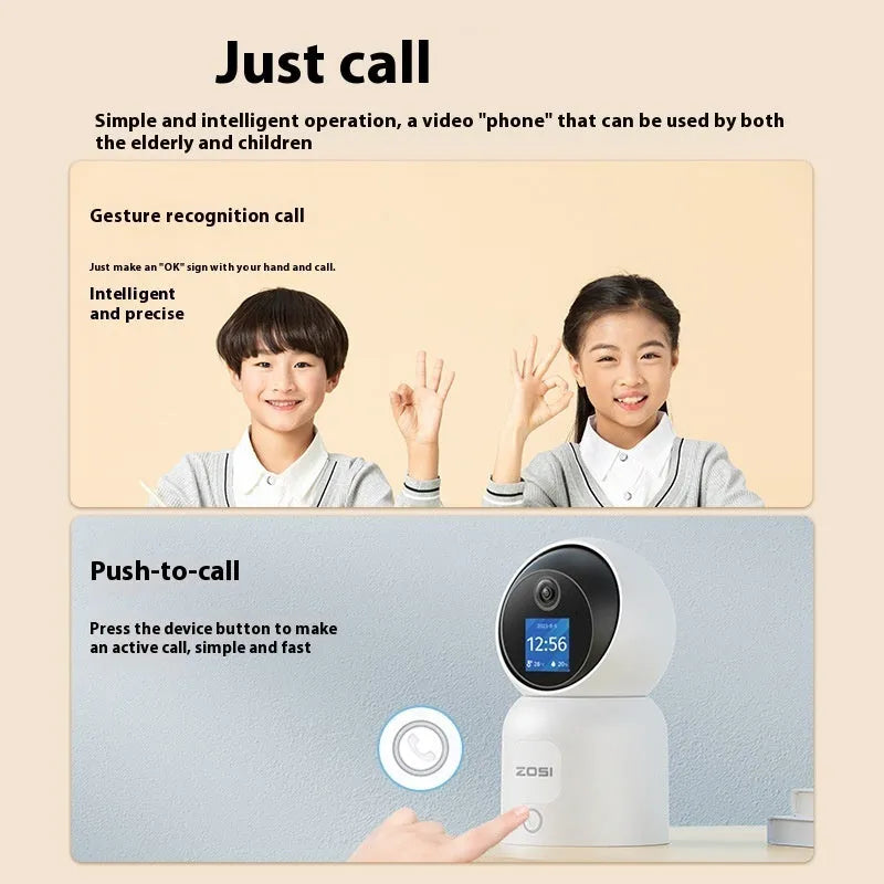 Zhou Shi wireless wifi HD indoor home security camera with large screen and AI features