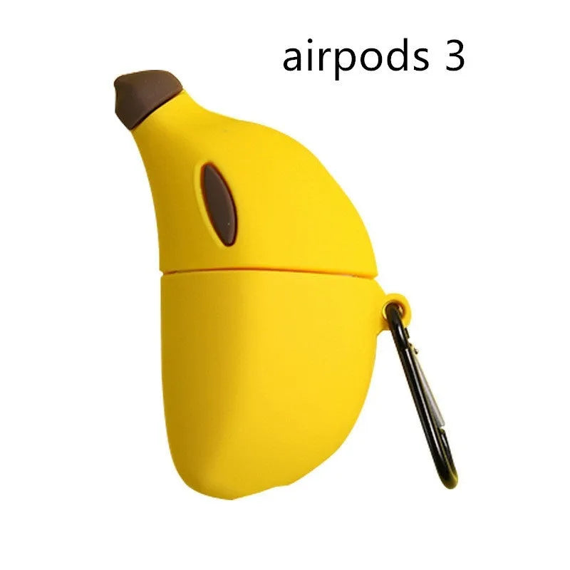 Yellow banana design silicone protective case for Apple AirPods Pro headphones
