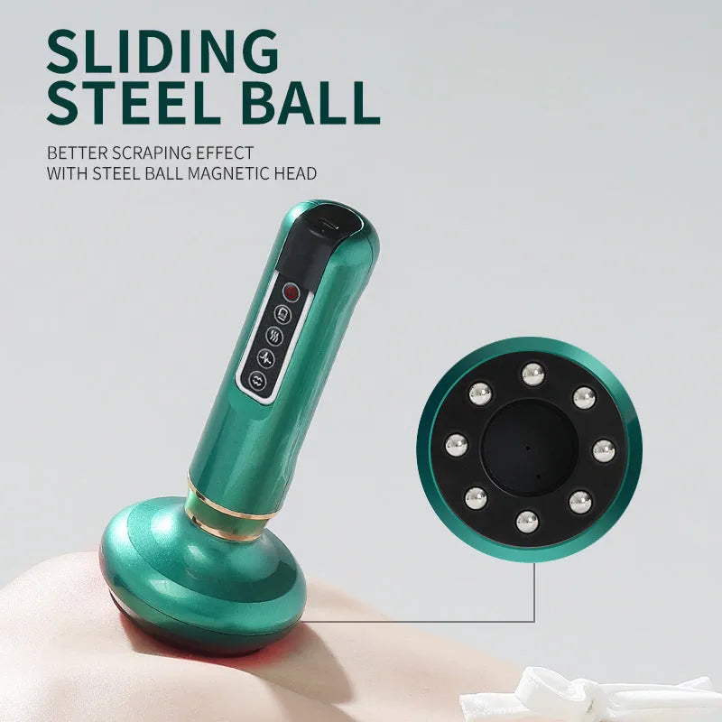 Green electric vacuum cupping massager device with USB charging cable