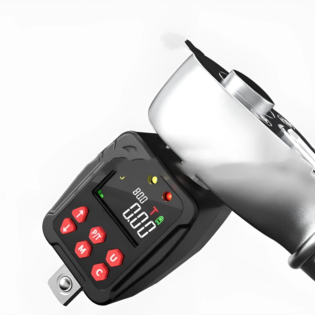 Digital torque meter with 1/2 inch drive square, 200N.m capacity, supplied as three-piece set