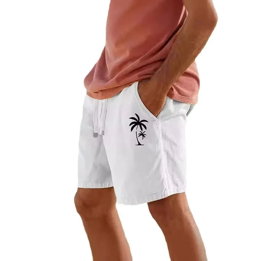 Men's cotton blend straight-leg shorts with an elastic drawstring waist, shown in Army Green colour.
