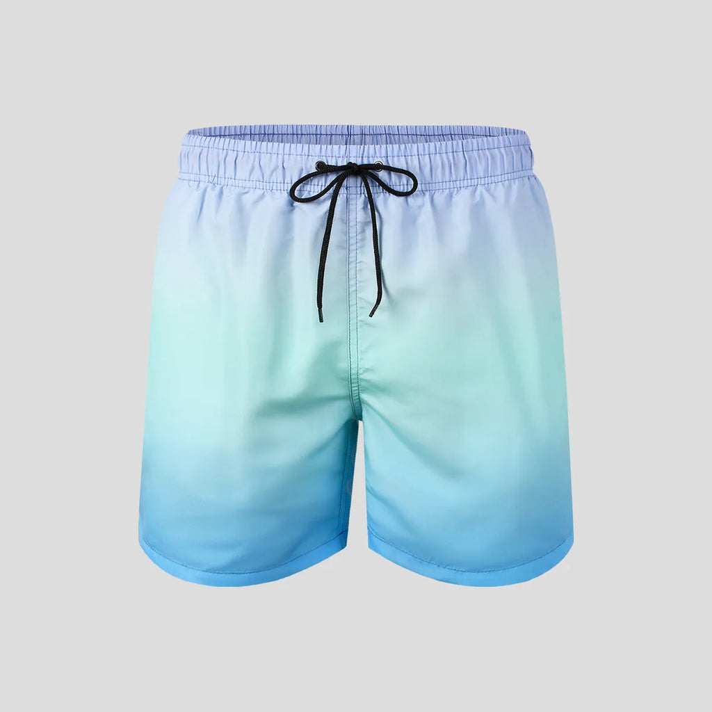 Men's mesh sport shorts with multi-colour 3D gradient digital printing, shown in a shorts length.