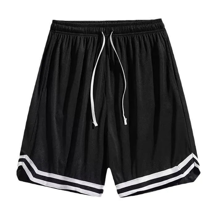 Men's loose-fit gradient coloured cropped casual trousers on a hanger