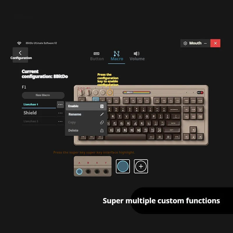 Retro C64 wireless mechanical keyboard with Bluetooth connectivity and ABS construction