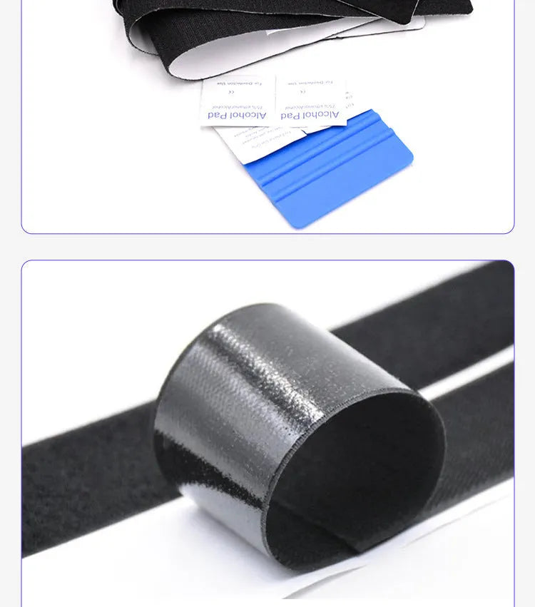 Two pairs of high temperature resistant adhesive Velcro strips for car license plate fixing 100x500mm