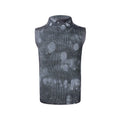 Men's black wool blend vest with stand collar and silver pastebrushing detail