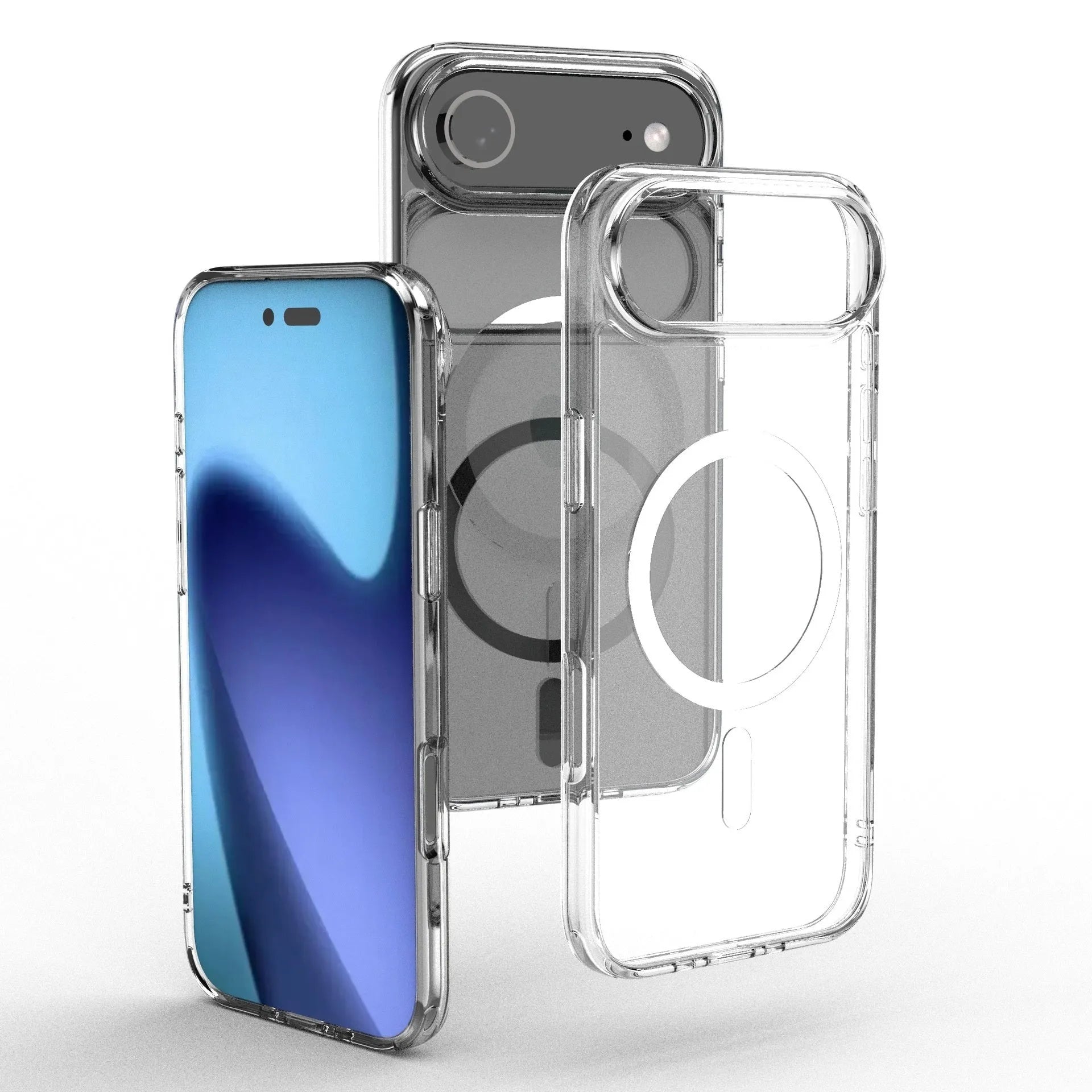 Transparent magnetic shockproof phone case for iPhone 17, 17 Pro, 17 Pro Max, and 17 Air models