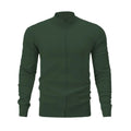 Men's stand collar casual sports sweater with front zipper in a solid colour.