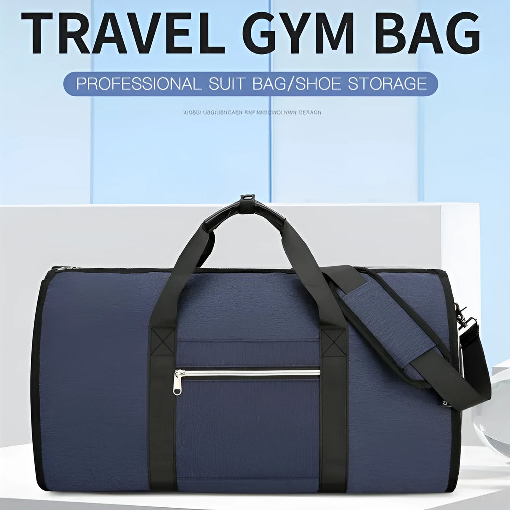 Grey Oxford cloth multi-purpose storage bag with compartments showing dry wet separation feature.