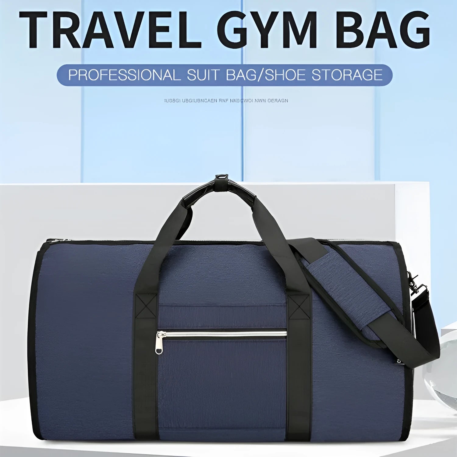 Grey Oxford cloth multi-purpose storage bag with compartments showing dry wet separation feature.