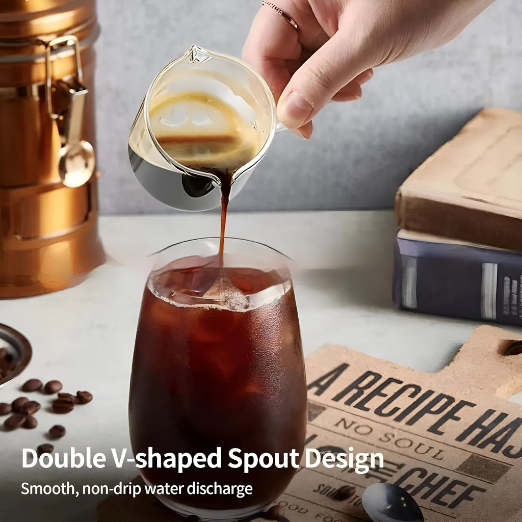 White transparent double mouth glass coffee cups, modern simplicity design, shown in a set.