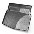 Black car boot liner with carbon fibre pattern, designed for a model-specific TPE tail pad fit.