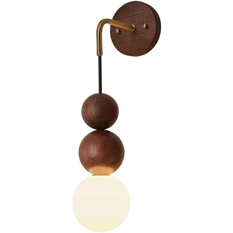 Walnut and copper lollipop suspension wall lamp with tricolour lighting
