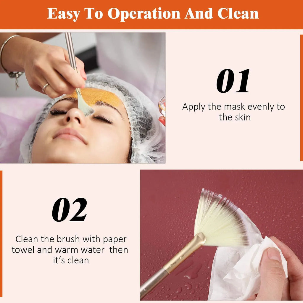 10 professional facial fan brushes with champagne finish and protective covers