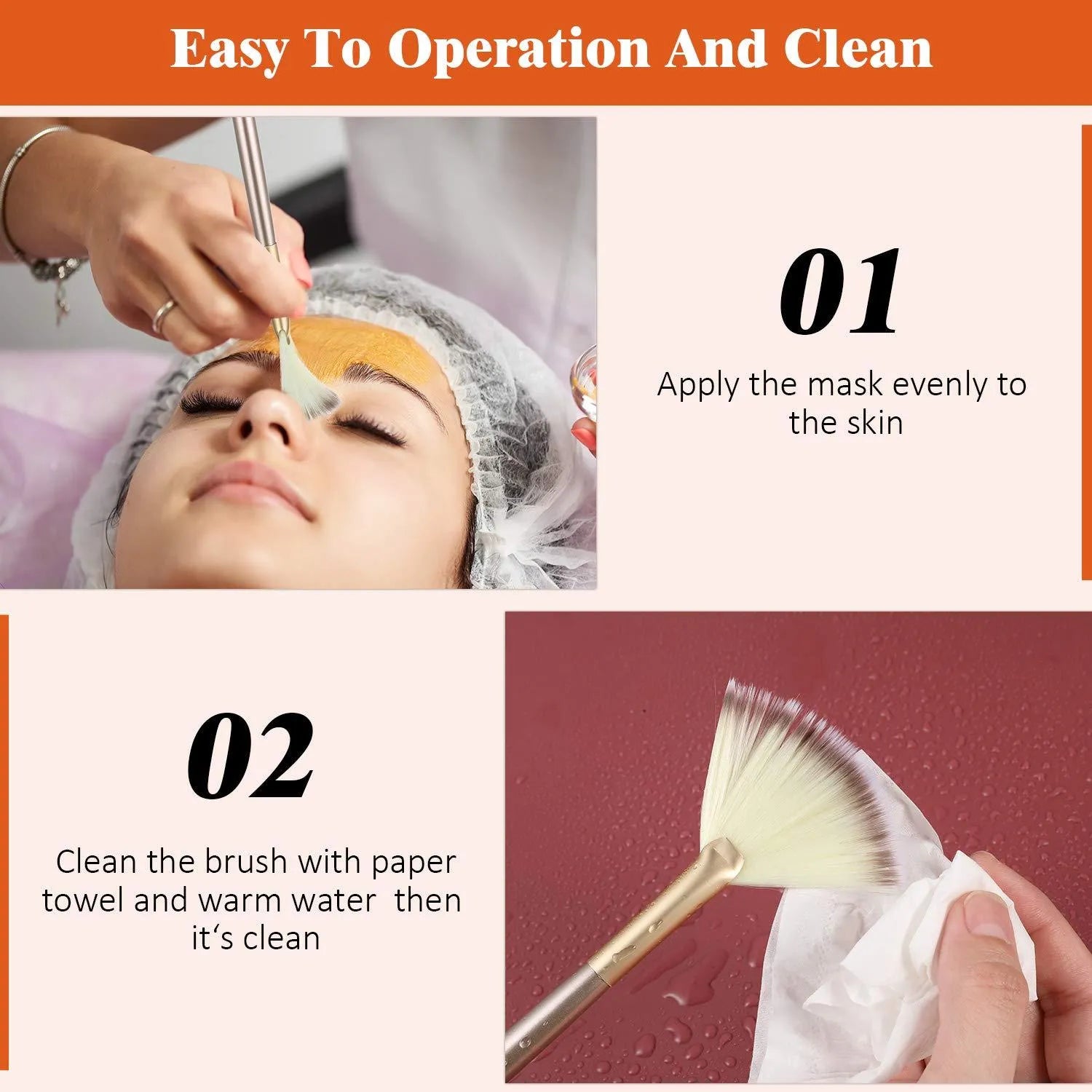 10 professional facial fan brushes with champagne finish and protective covers