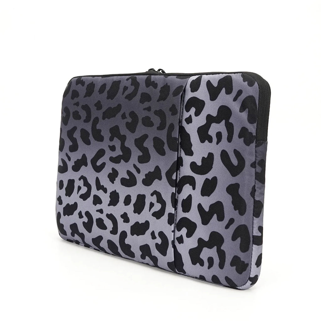 Leopard print laptop sleeve for 13-inch and 15.6-inch devices with waterproof anti-shock protection