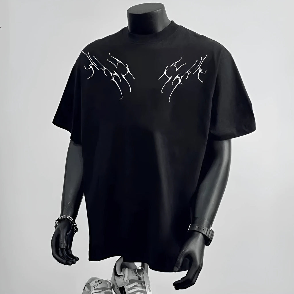 Men's loose fit cotton T-shirt with printed letter detail in white or black colours