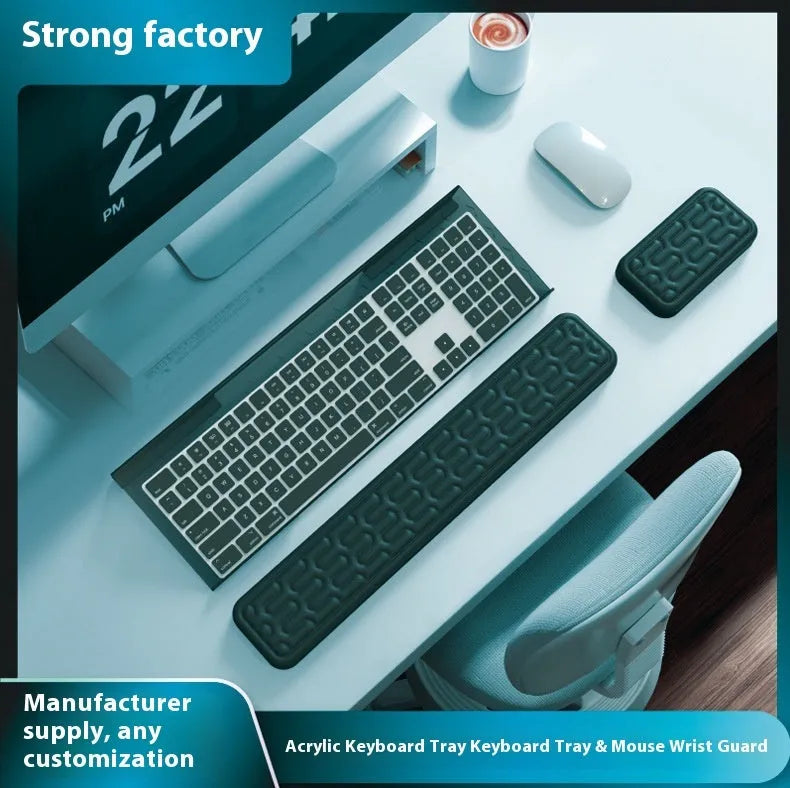 Double-sided keyboard and mouse pad with memory foam wrist rest in choice of colours