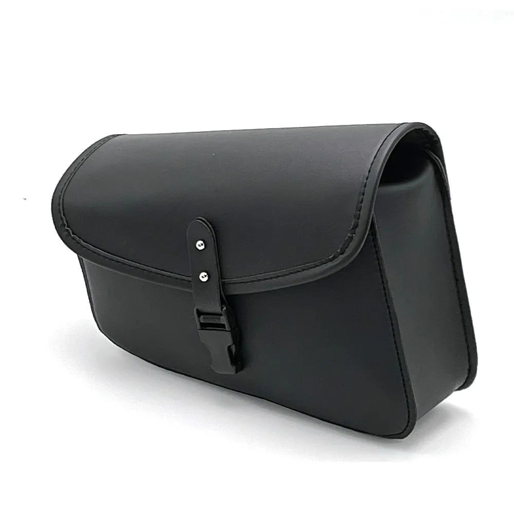 Black PU leather motorcycle swingarm saddlebag mounted on Harley-Davidson Sportster