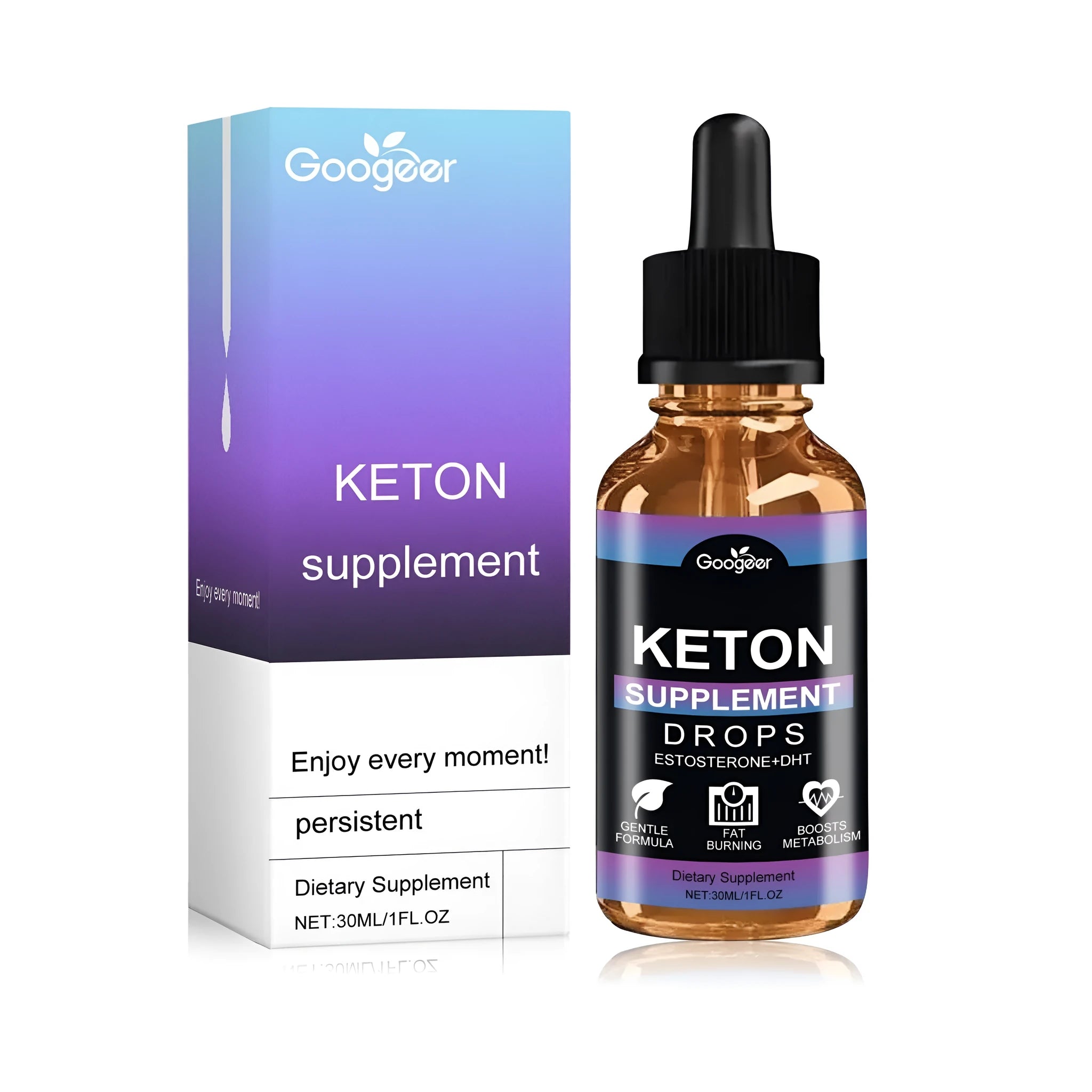 30ml bottle of dietary supplement serum with dropper containing Vitex negundo extract and coconut oil