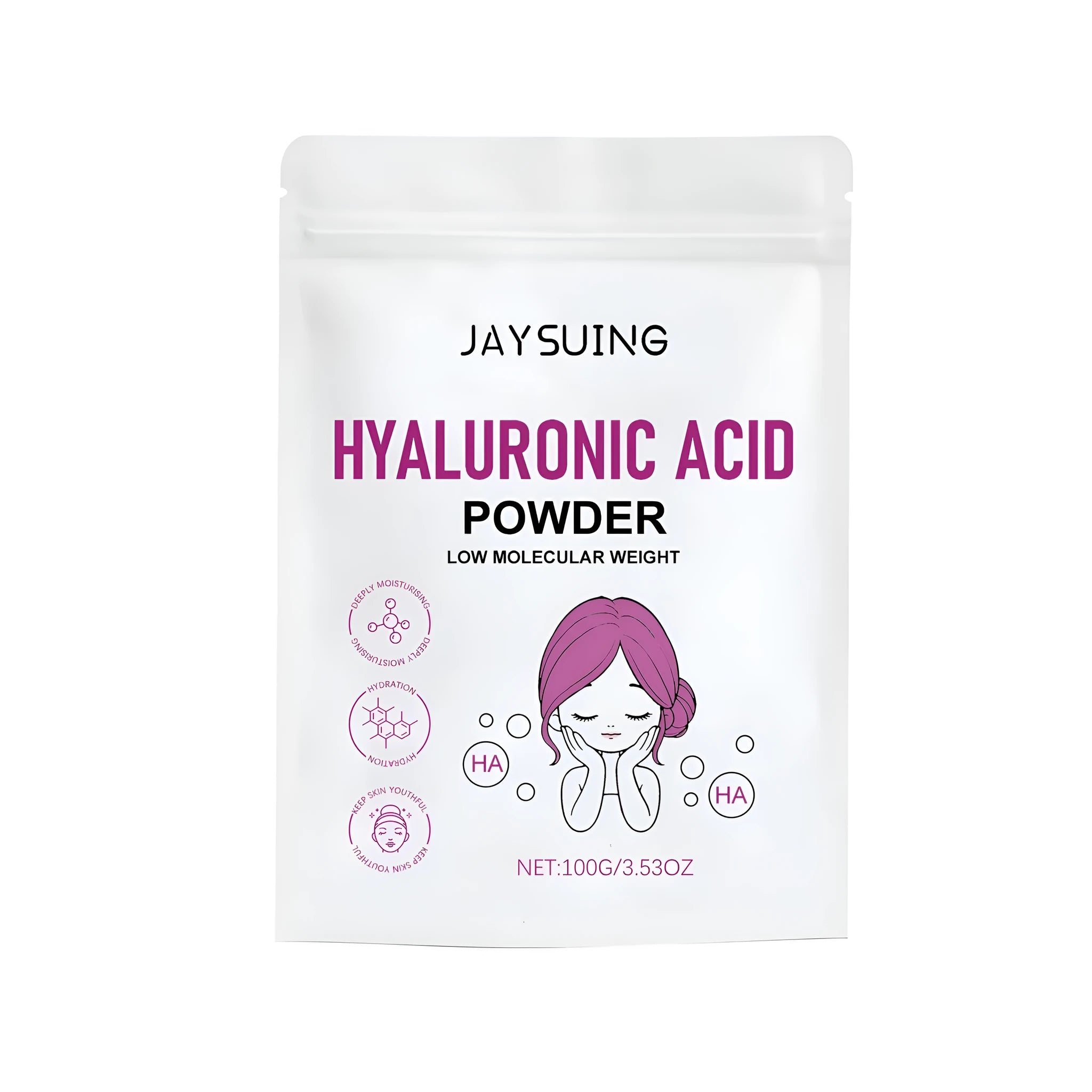 100g jar of hyaluronic acid powder for DIY skincare formulations