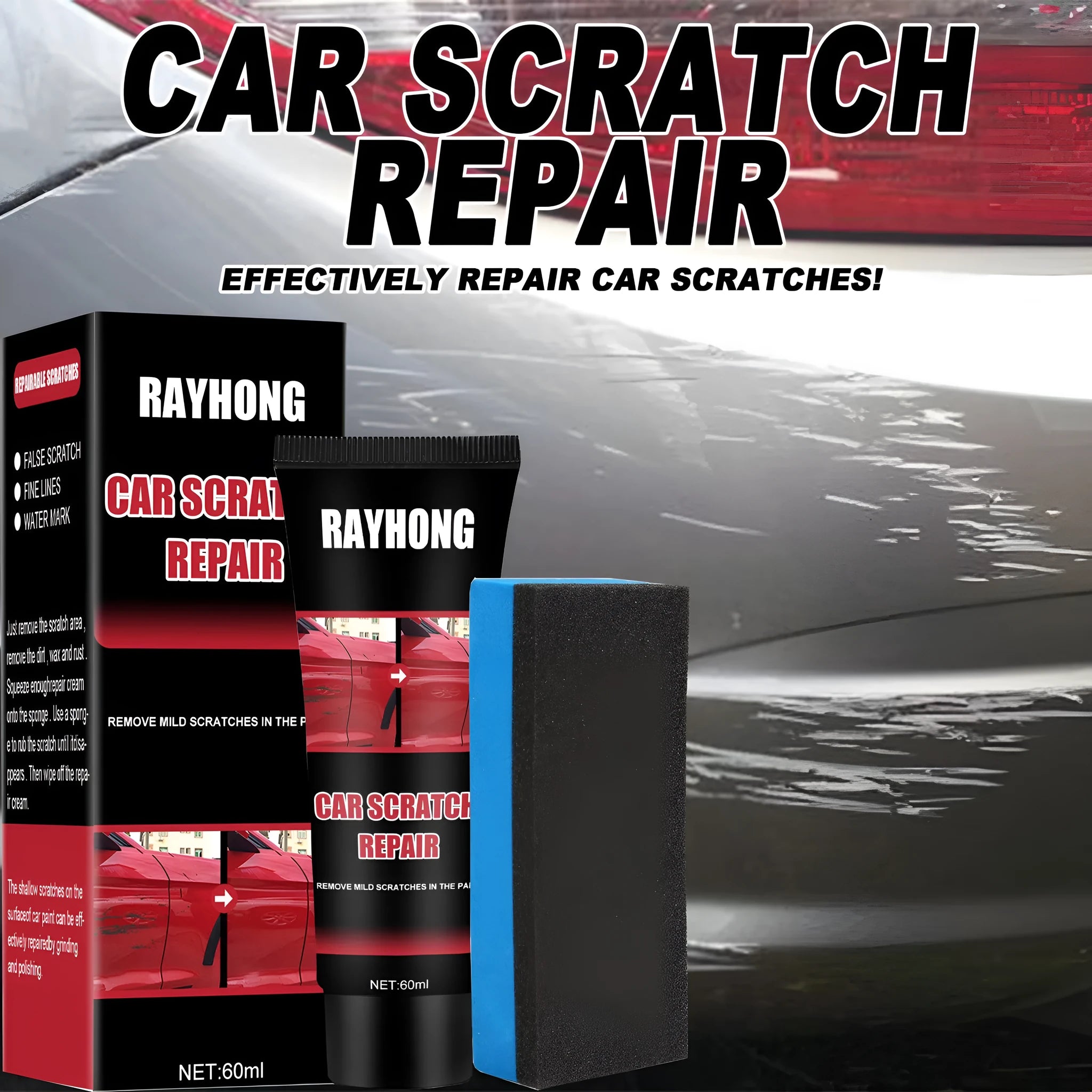 60ml car scratch repair wax with applicator for paint surface maintenance
