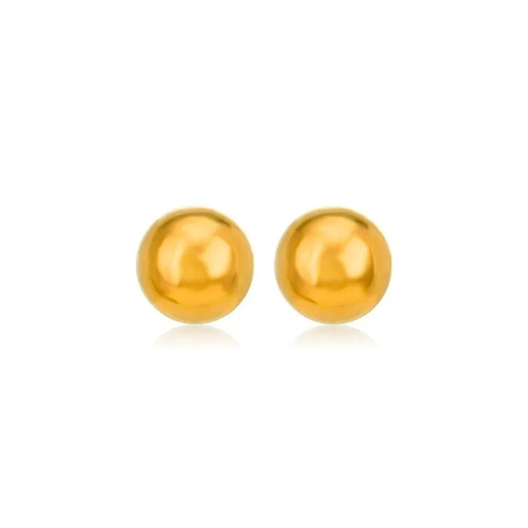 Titanium steel ball stud earrings with gold or silver electroplated finish in 3mm, 4mm, 5mm, 6mm sizes