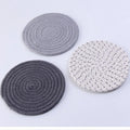 Three round cotton cord coasters in modern simplicity style with 18cm diameter