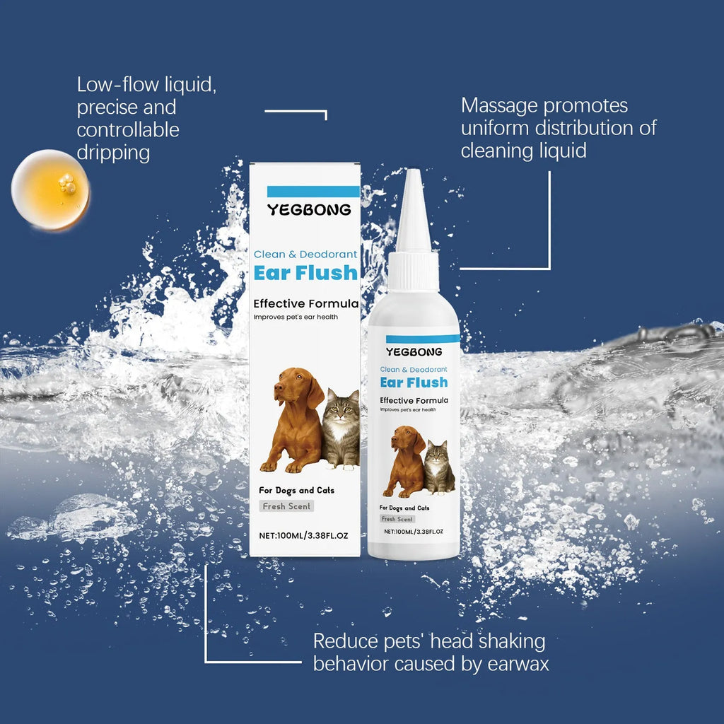 100ml pet ear cleaner bottle with applicator for cats and dogs