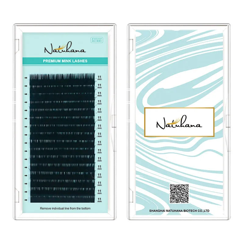 Soft velvet artificial fibre false eyelashes showing range of curl styles and lengths from 7mm to 15mm.