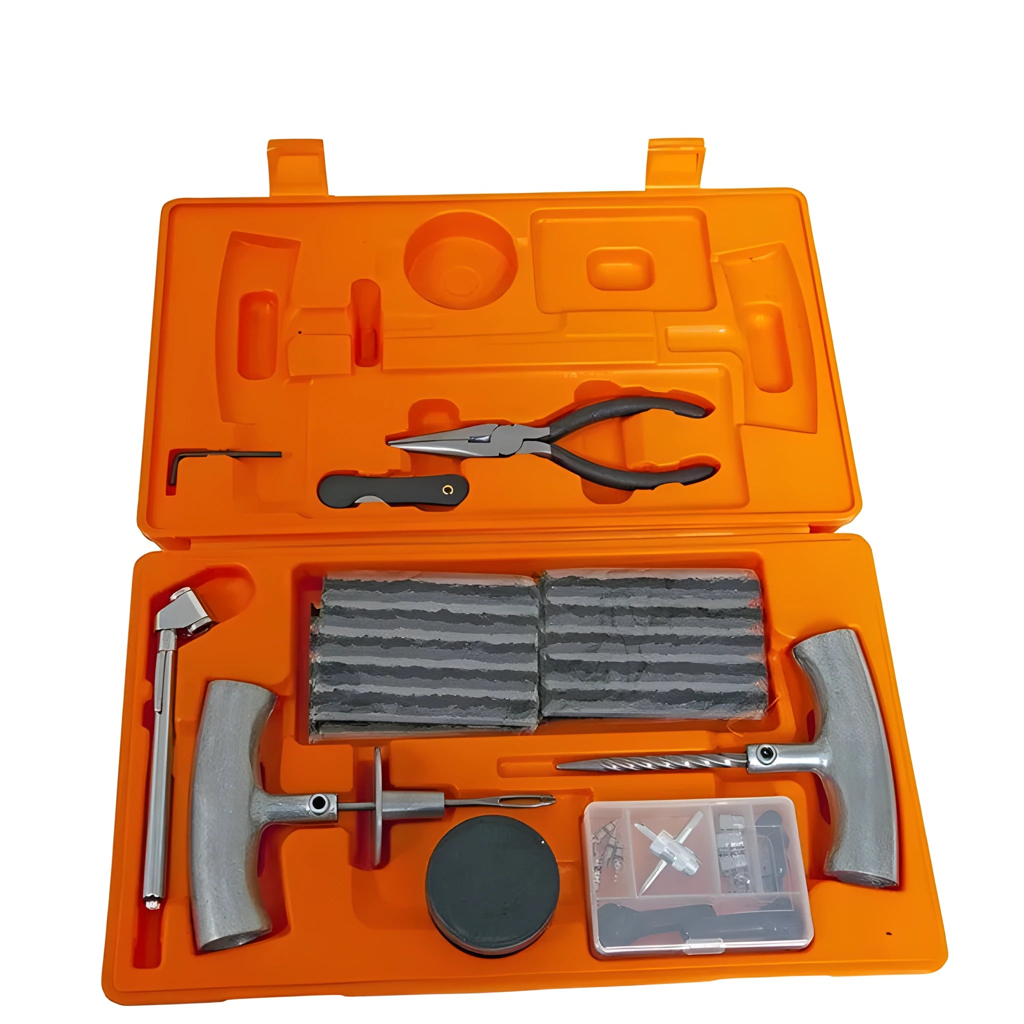 Speedy Seal emergency car tyre repair tool kit with case, insertion tool, and gauge for punctures.