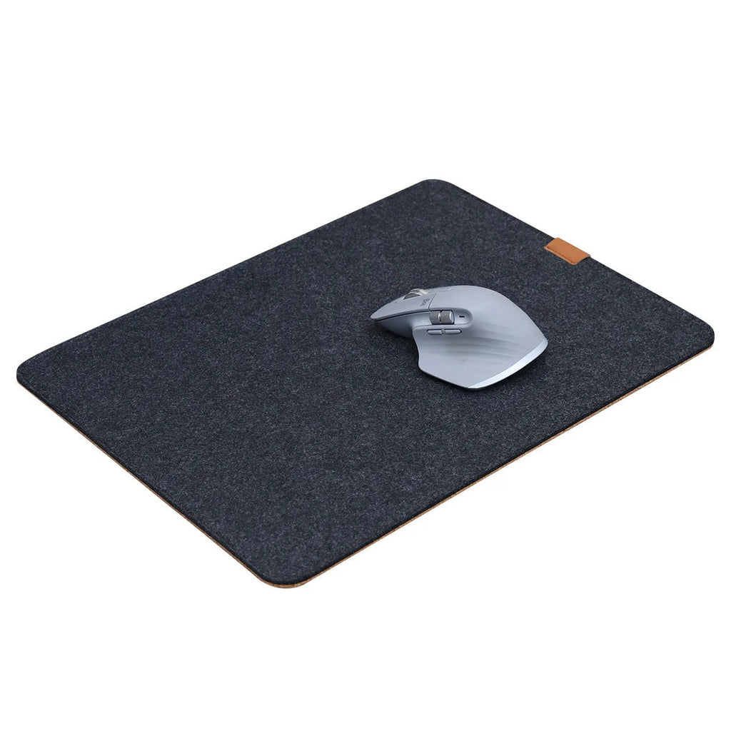 Japanese style grey felt cork oversized desk mouse mat with non-slip base.