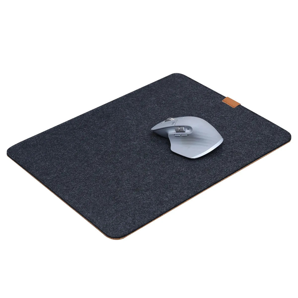 Japanese style grey felt cork oversized desk mouse mat with non-slip base.