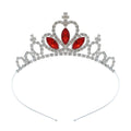 Gold alloy princess crown headdress with red diamond coloured stones for girls birthday party