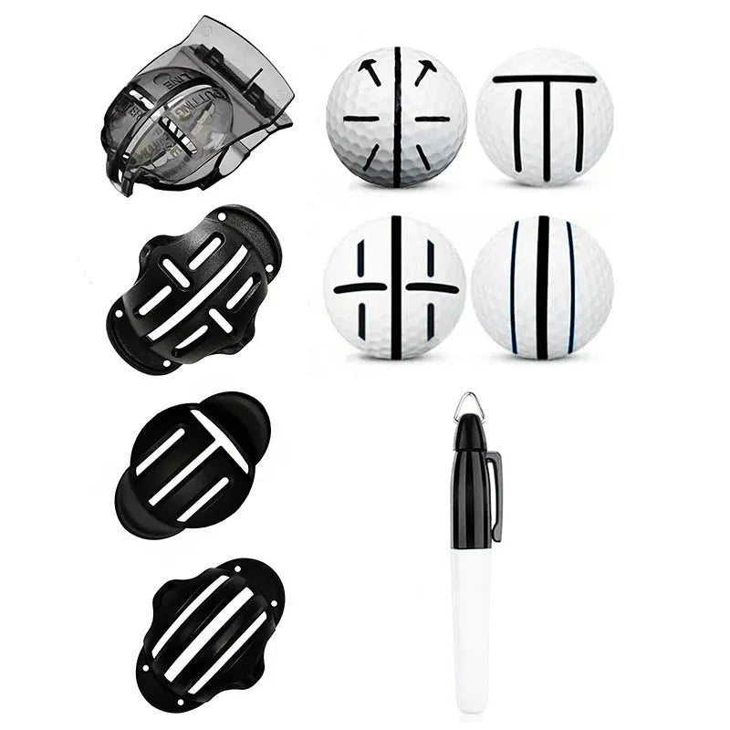 Outdoor golf scriber putter alignment tool with four plastic scribers and drawing pen