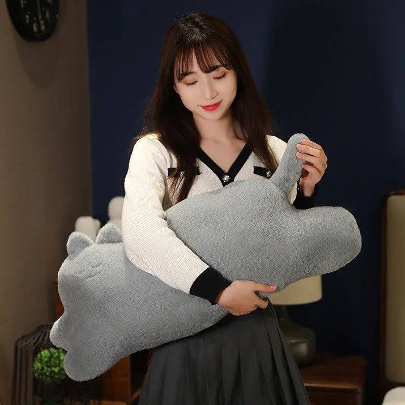 70cm cute cartoon cat pillow plush toy in lying gray colour