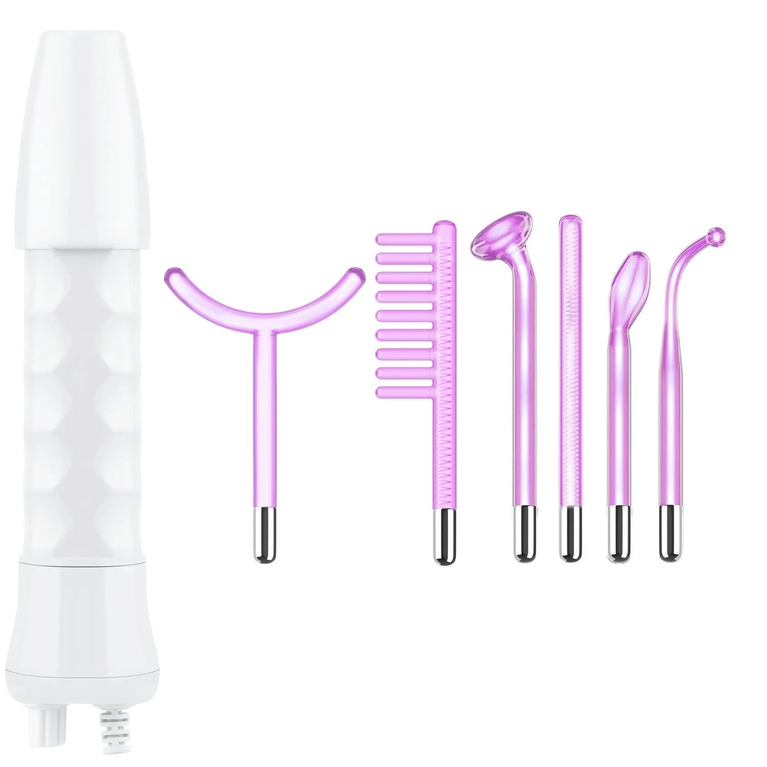 Purple high wave electrotherapy beauty instrument with six accessory heads